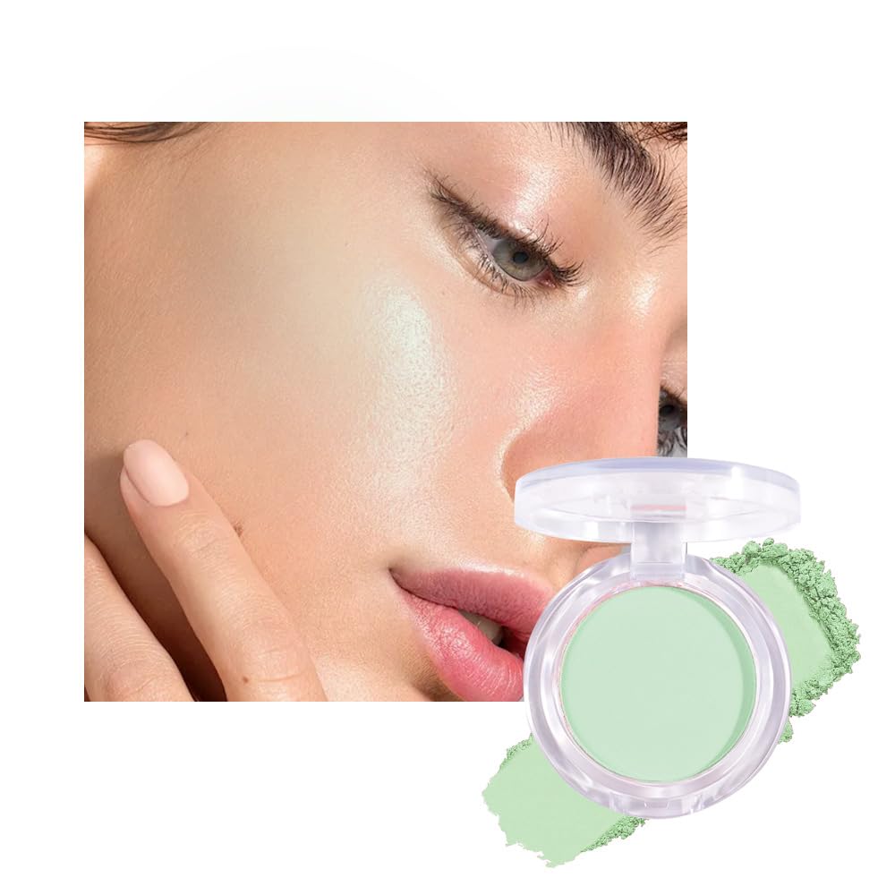 Matte Powder Blush for Cheeks – Long Lasting Natural Face Blusher Makeup, Lightweight Blendable Cheek Color for Women, Vegan & Cruelty-Free – #09 Light Cyan Green