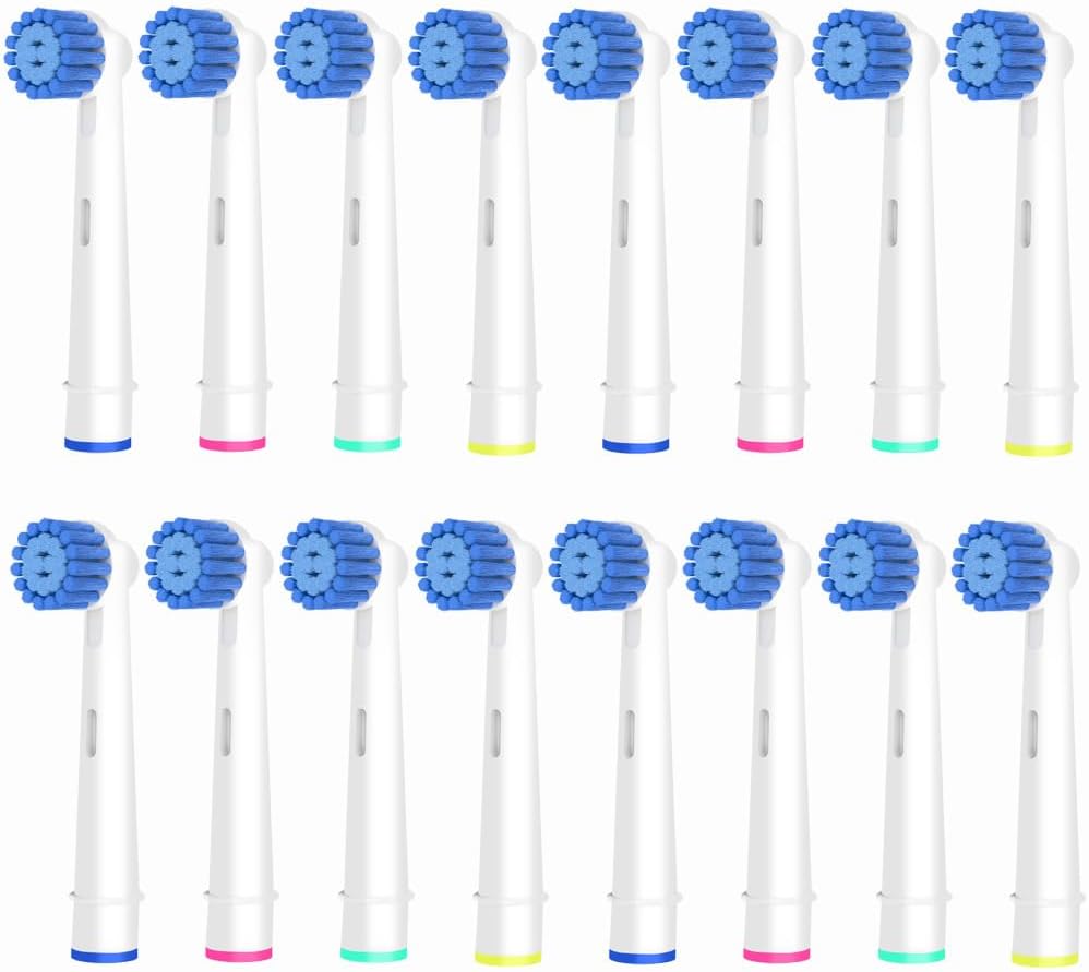 Sensitive Gum Care Brush Heads Compatible with Oral-B Electric Toothbrush, 16 Pcs Professional Toothbrush Heads for Oral B Replacement Heads Refill Pro 500/1000/1500/3000/3757/5000/7000/7500/8000.