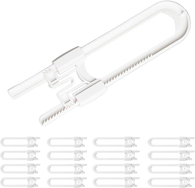 16 Pack Baby Proofing Cabinet Locks - Safeasy Adjustable U Shaped Child Safety Locks,Childproof Latches for Kitchen Bathroom Storage Cupboards Doors, Handles and Knobs (white, 16)