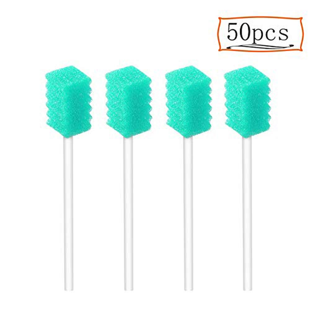 (50 Pack) Disposable Oral Swabs, Sterile Dental Sponge Swabsticks Unflavored for Mouth & Gum Cleaning