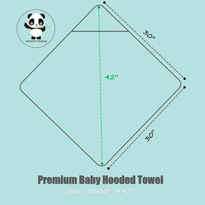 HIPHOP PANDA Hooded Towel - Rayon Made from Bamboo, Bath Towel with Bear Ears for Newborn, Babie, Toddler, Infant - Absorbent Large Baby Towel - Unicorn, 30 x 30 Inch