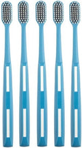 Adult Manual Hard-bristled Toothbrush with Cover, Wide Head Medium Size,for Cleaning Smoke Stain, Tartar, Coffee Stain, Tea Stain.【Hard Bristle Blue toothbrushes,5 Count (Pack of 1)】
