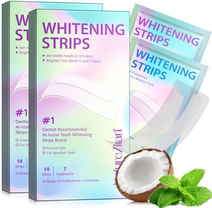 Teeth Whitening Strips,7-Day whitening Strips,Peroxide Free,Sensitive Teeth Whitener,Enamel Safe for Whiter Teeth,Deep Stains Removal,nstant Teeth Whitening Without The Harm (28pcs)