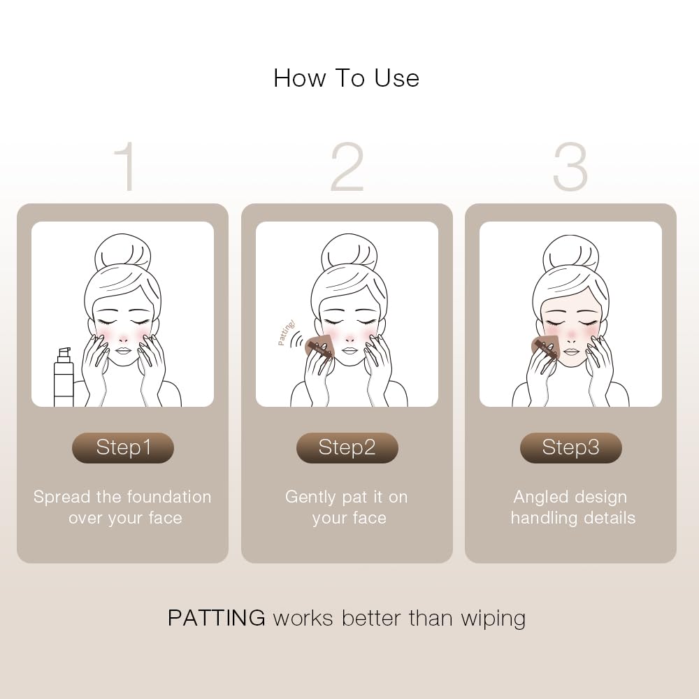 Solone Makeup Spatula and Sponge 3-PCs Set – Washable Foundation Tools with 1 Spatula & 3 Reusable Makeup Sponges + Storage Case | For Blending Liquid, Cream, or Foundation Makeup