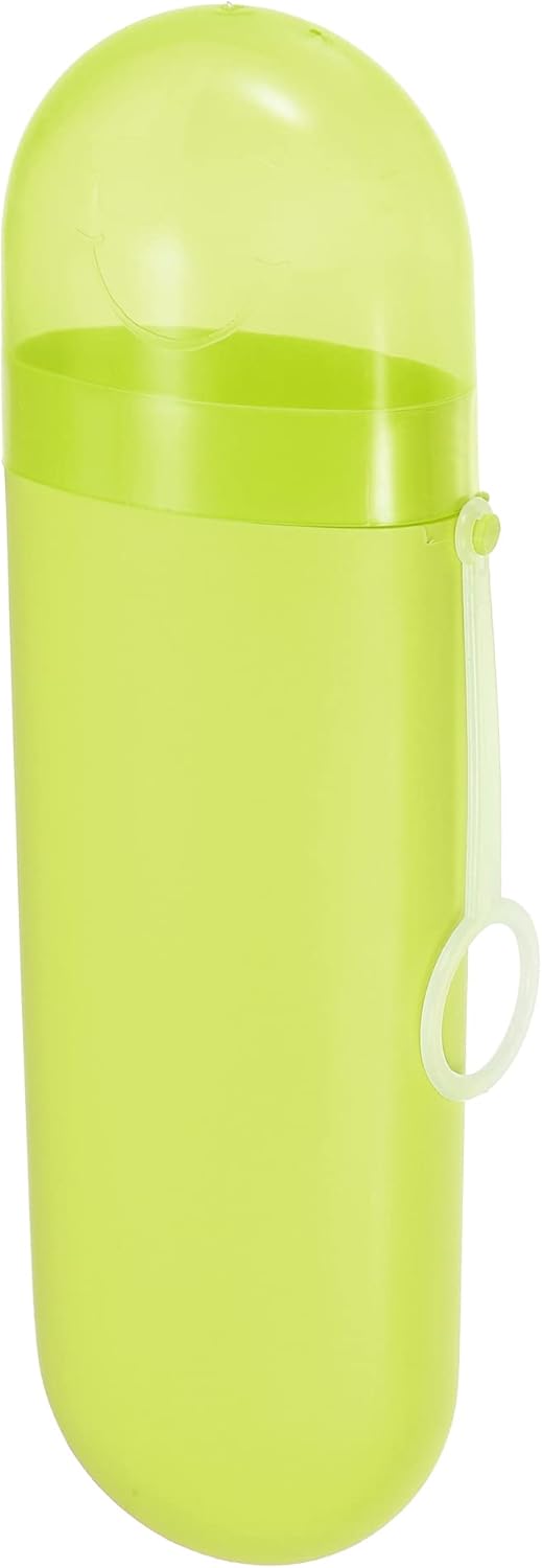 VOCOSTE 1 Pcs, Portable Toothbrush Case with Hook, Plastic, Traveling Toothbrush Holders Case, Travel Business, Yellow, 8.07"x2.36"x1.38"