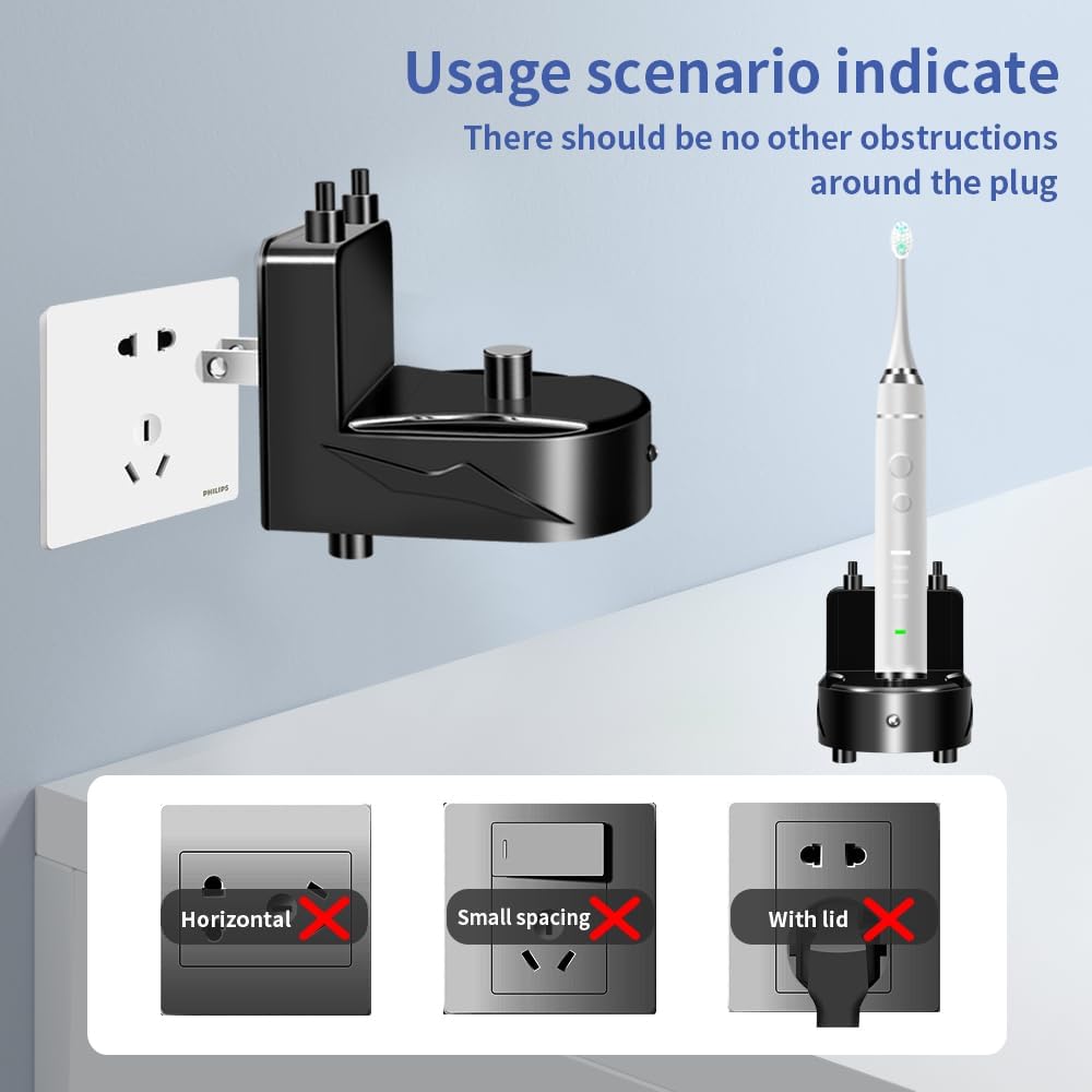 Charger Base for AquaSonic Electric Toothbrush, Wall-Mounted Waterproof Charger for AquaSonic Black/Vibe Series with Fast Charging & Universal Voltage - Easy Installation, Travel-Ready