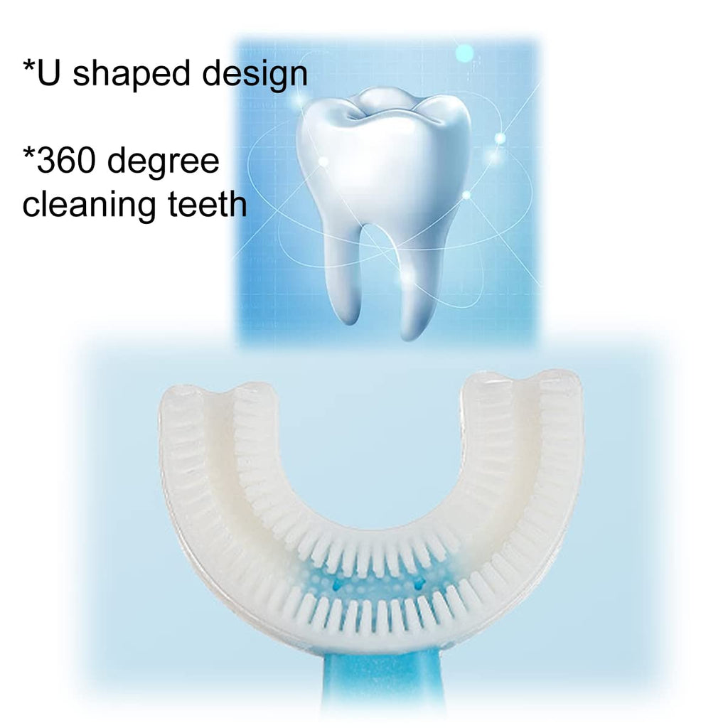 2 PCS U-Shaped Kids Toothbrush, Soft Manual Training Toothbrush for Kids 6-12 Years (Pink +Blue)