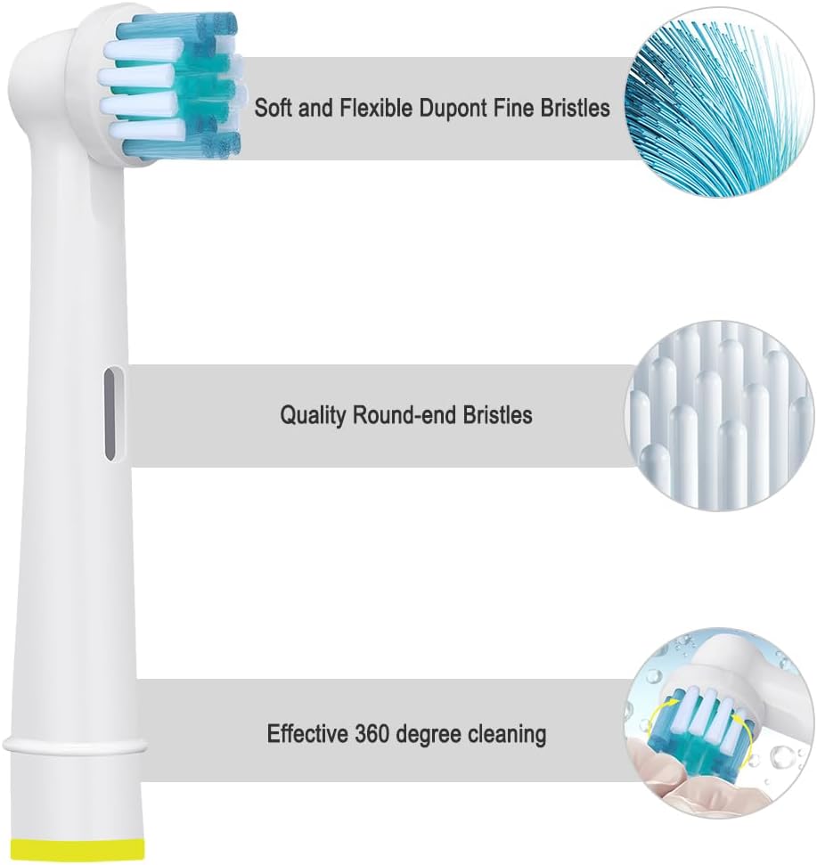 Toothbrush Replacement Heads Refills for Oral B - Precision Clean Brush Head for Gentle & Effective Cleaning and Optimal Dental Care, by DeBizz (12)
