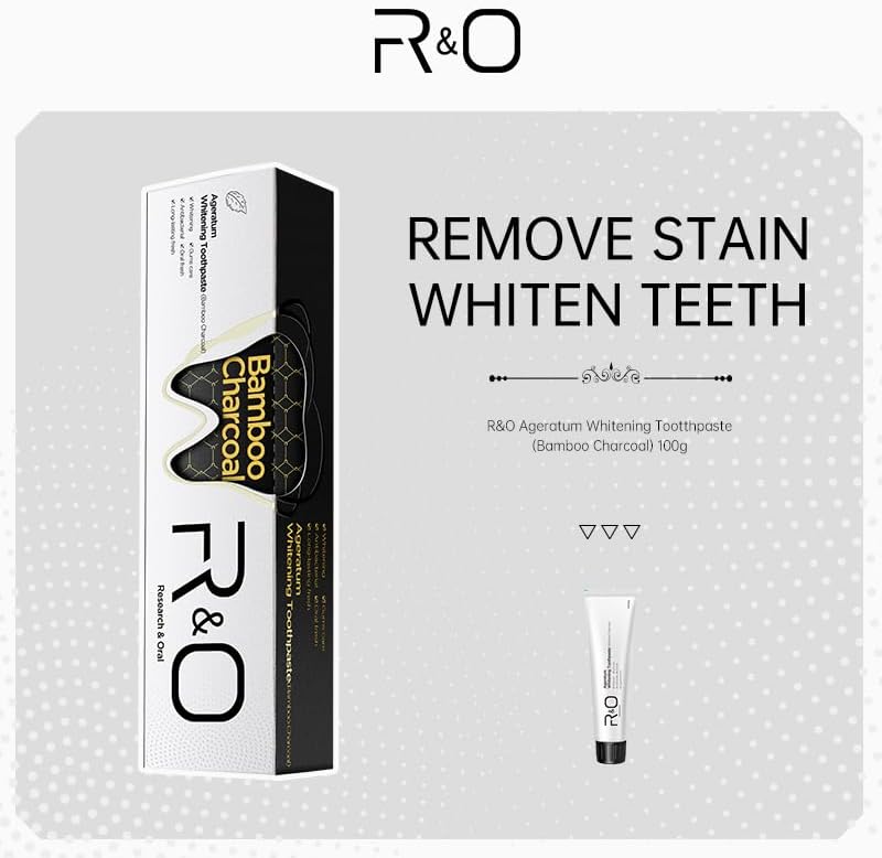 R&O Ageratum Whitening Toothpaste with Bamboo Charcoal, 3.53 oz - Great for Teeth Whitening, Reduces Plaque, Removes Stubborn Stains, Promotes Oral Health, Long - Lasting Fresh Breath (1)