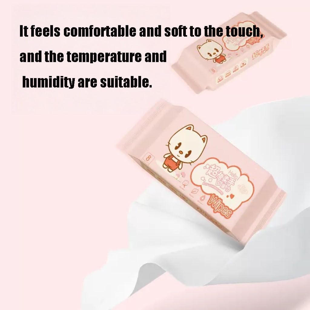 Impossibly Compact Travel Cleaning Wipes - Skin-Friendly Wet Wipes, Hypoallergenic & Unscented for Adults, Kids & Baby Care - 24 Pack Total 192 Wipes