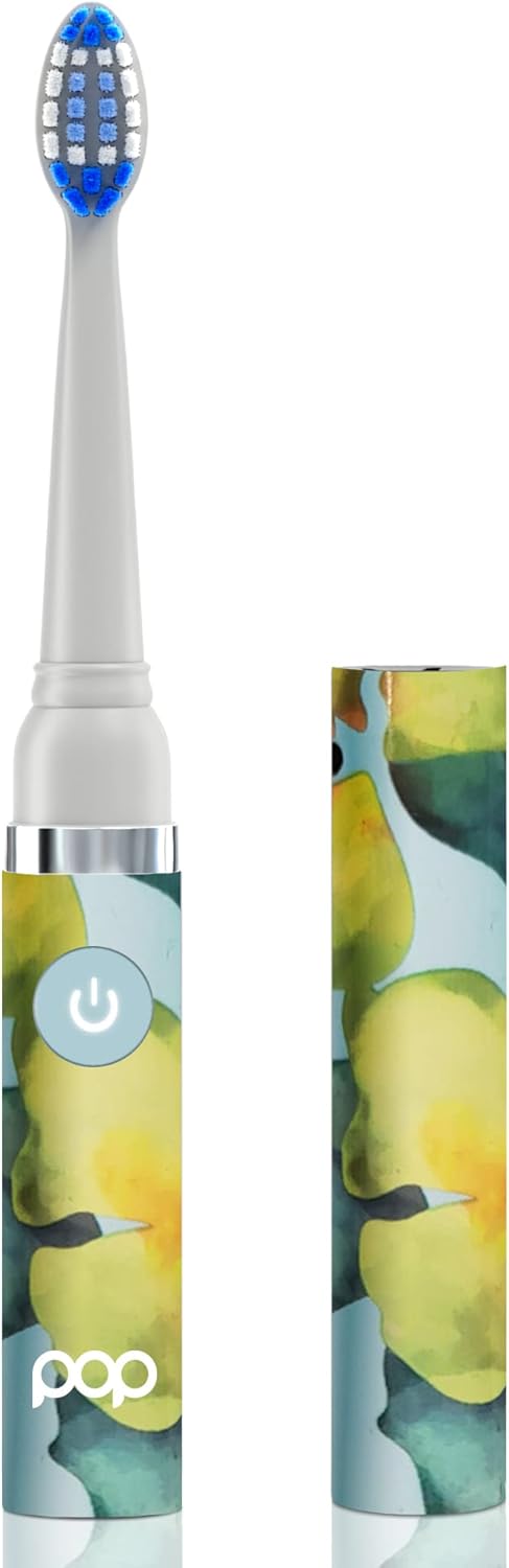 Pop Sonic Electric Toothbrush (Blue Watercolor) - Travel Toothbrushes w/AAA Battery | Kids Electric Toothbrushes with 2 Speed & 15,000-30,000 Strokes/Minute, Dupont Nylon Bristles