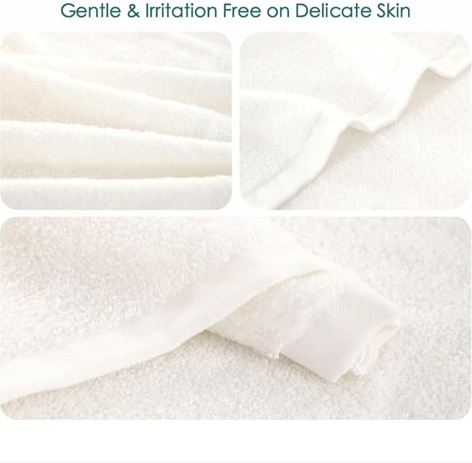 Baby Washcloths, Made from 100% Viscose from Bamboo - Ultra Soft Absorbent Newborn Bath Face and Body Towels - Reusable Baby Wipes for Delicate Skin, Make-Up Remover 10" x 10" - 6 Pack, White