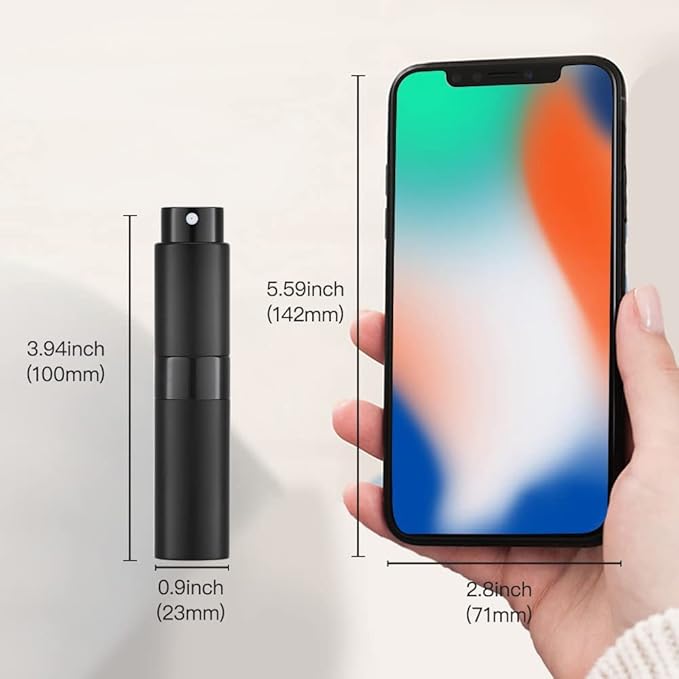 Lisapack 8ML Atomizer Perfume Spray Bottle for Travel (3 PCS) Empty Cologne Dispenser, Portable Sprayer (Black, Silver, Brown)