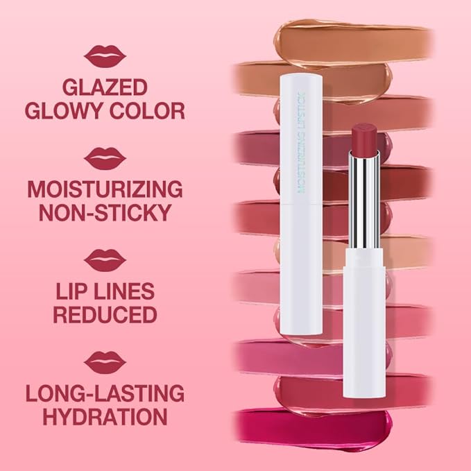 Tinted Lip Balm Moisturizing Lipstick, Rose Red Hydrating Lipstick for Women, 24 Hour Long Lasting Moisturization Lip Gloss Stain Makeup, Lightweight Non Greasy Moisturizer Lips, 11