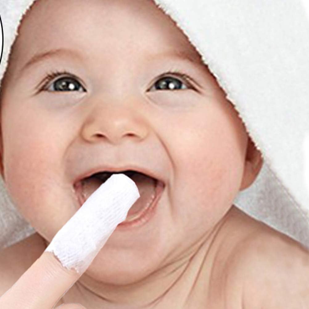 120Pcs Baby Teeth Soft Gauze Finger Clean Oral Hygiene Tongue Milk Stain Cleaning for 0-2 Years Old