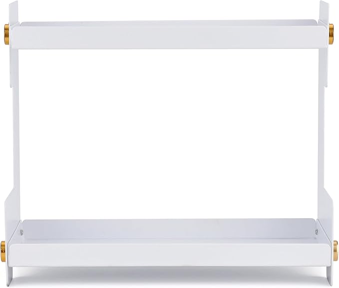 FFK 2 Tier Bathroom Countertop Organizer, SUS 304 Stainless Steel Storage Shelf for Cosmetic Organizer, Ideal for Cabinet, Countertop, Pantry, and Desktop, Office, White