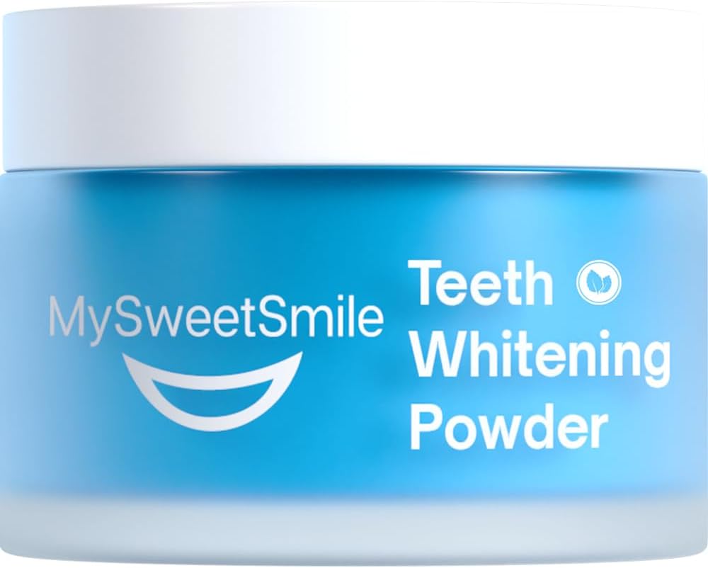 MySweetSmile Teeth Whitening Powder - Dentist-Approved & Enamel-Safe | 6 Month Supply | Tea, Coffee, Wine & Smoking Stain Remover | Non-Sensitive Formula | Peroxide Free | Cool Mint Flavour