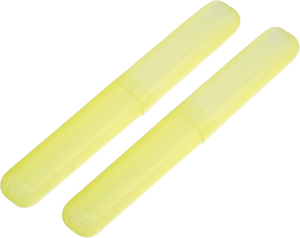 VOCOSTE 2 Pcs, Toothbrush Travel Case, Plastic, Lightweight Traveling Toothbrush Holders Case, for Travel Business, Yellow, 7.48"x1.06"