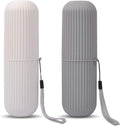 UCEC Toothbrush Case for Traveling, Portable Toothbrush Holders Travel Case, 7.7" x 2.36" x 2.36" Toothbrush Holders for Travel, Camp, Home, School, Business, Bathroom,2 Pack (Grey, White)