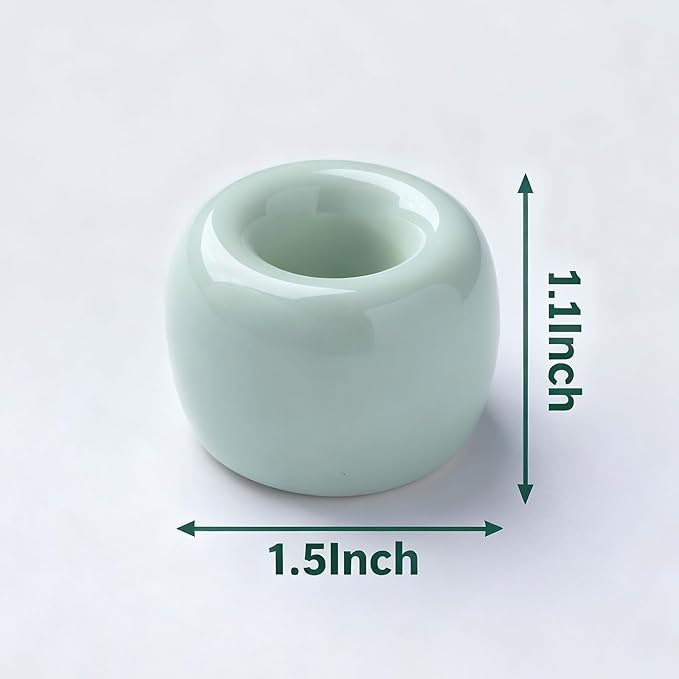 AirMoon Mini Ceramic Toothbrush Holder for Bathroom - Light Green Small Countertop Organizer, Easy Clean Toothbrush Stand, Suit for Electric Toothbrush Head, Pens & Coffee Spoon, Pack of 2
