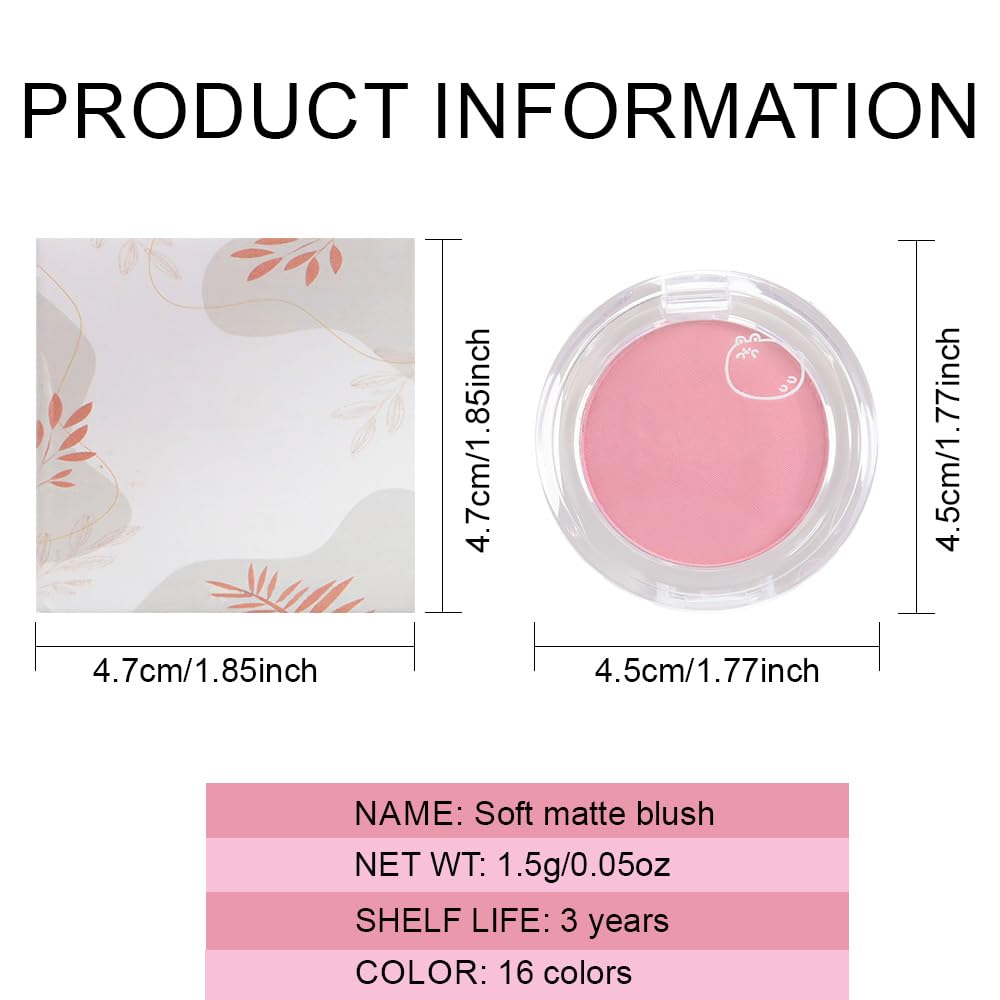 Matte Powder Blush for Cheeks – Long Lasting Natural Face Blusher Makeup, Lightweight Blendable Cheek Color for Women, Vegan & Cruelty-Free – #08 Light Rose Pink