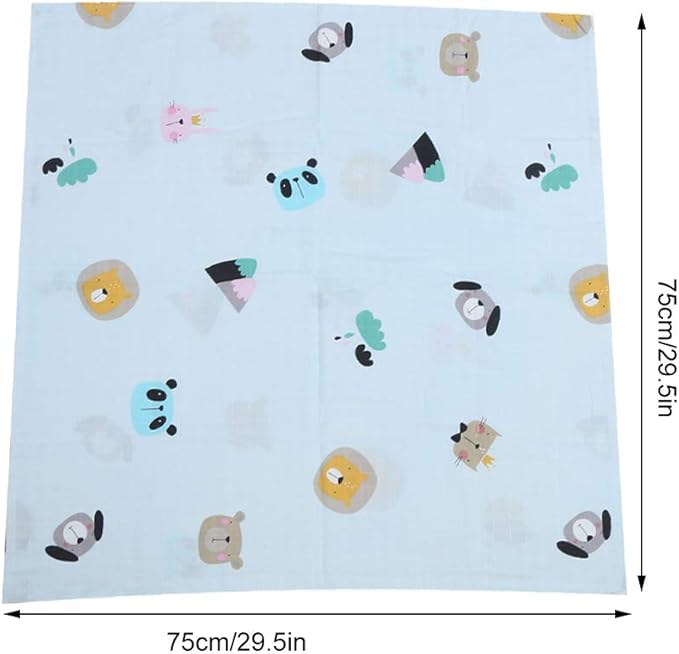 Baby Bath Towel Soft Cotton Infant Wash Cloth Multifunctional Bathing Wipe Feeding Wipe Cloth for Newborn Toddler Blue Animal 75x75cm