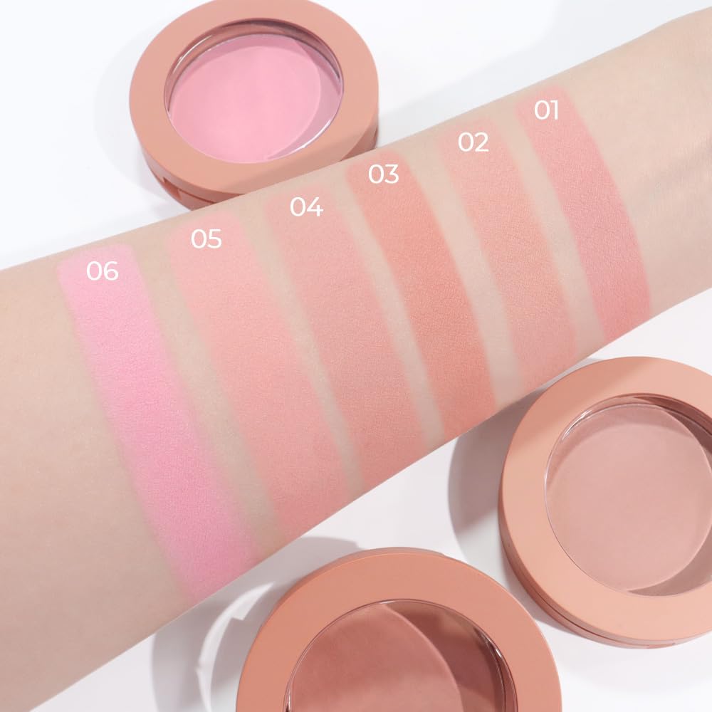 Single Soft Rose Pink Matte Powder Blush Palette Face Makeup, Blush for Looks Younger Cheeks, Monochrome Cream Blushes Lightweight Long Lasting, Blush for Women All Skin Tones Paleta de, 01