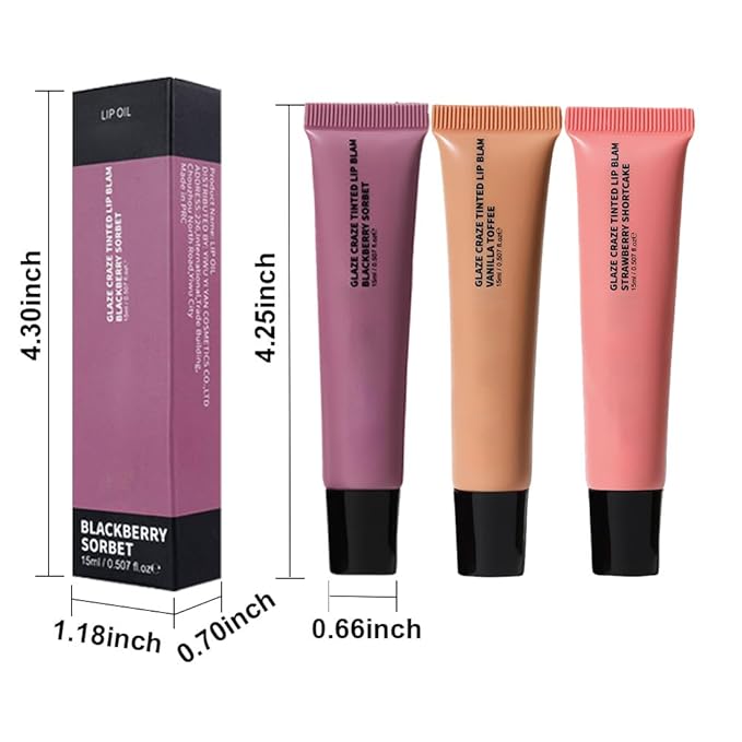 3Pcs Summer Glow Reviver Lip Balm Butter Lip Gloss, Melting Lip Serum, Ultra-Hydrating Natural Vegan Lip Oil, Sheer-Tinted Shine & Hydration, Soothes & Softens Dry Lips (01+02+03)