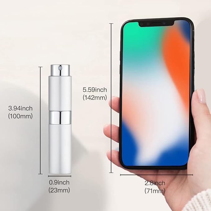 LISAPACK 8ML Atomizer Perfume Spray Bottle for Travel (3 PCS) Empty Cologne Dispenser, Portable Sprayer (Silver)