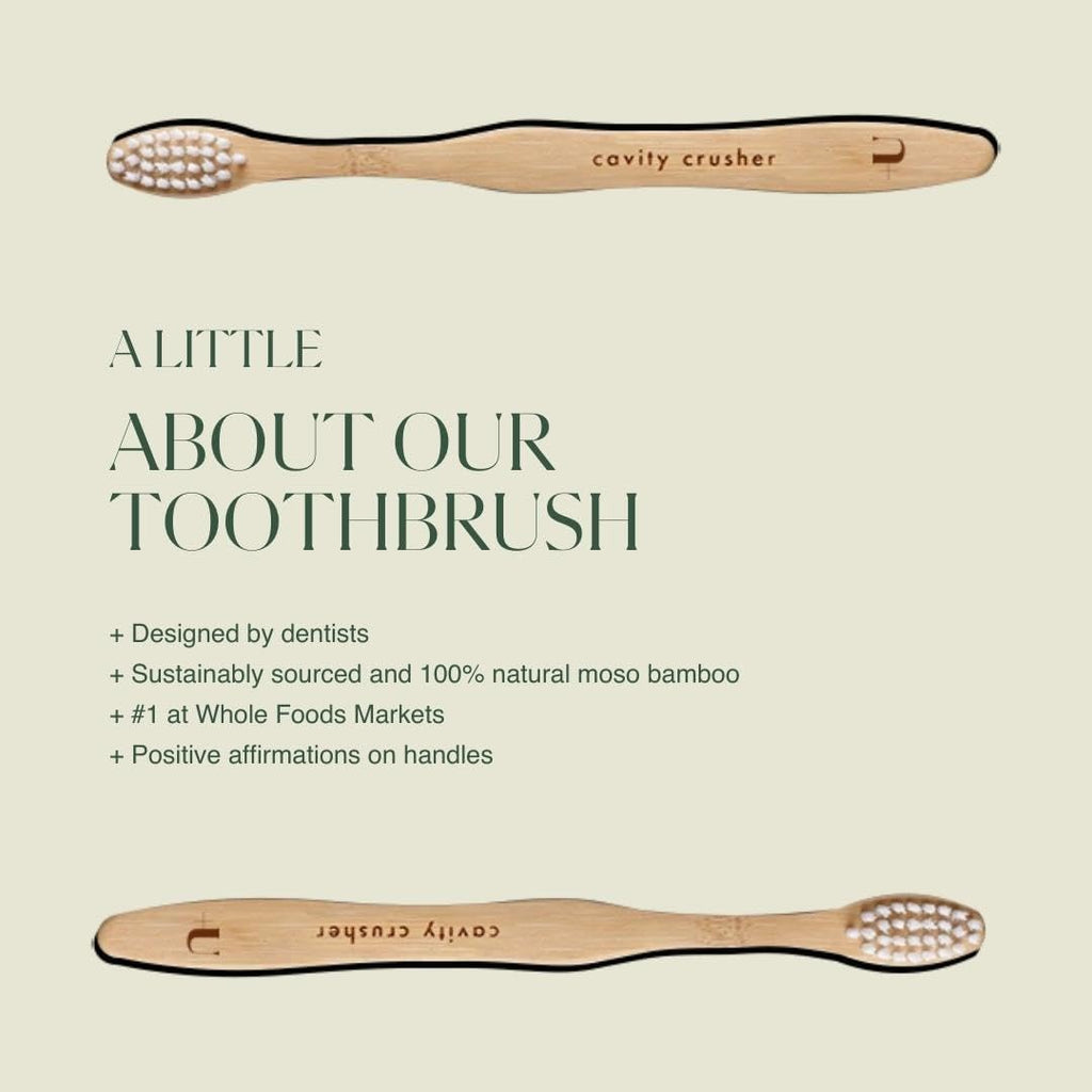 Kids Biodegradable and Eco-Friendly Bamboo Toothbrush 12-Pack - BPA Free Soft Bristle - Dentist-Approved and All-Natural with "Brush Smile Repeat" Etched on Handles by Plus Ultra