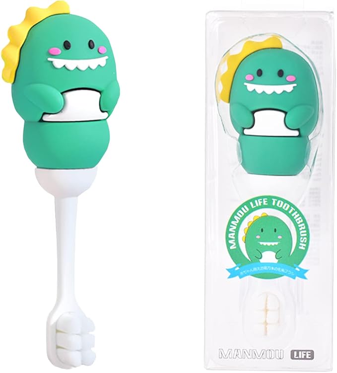 Toddler Toothbrush with Tongue Cleaner, Extra Soft Bristles for Kids 1-6，BPA-Free Baby, Ergonomic Grip & Non-Slip Handle， Kid Toothbrush for Gentle Care & Safe Brushing (Green, 1 Count)