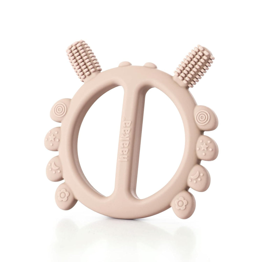 Haakaa Silicone Crab Baby Teether,Teething Toys,360°Baby Toothbrush Head for Infant Self-Brushing Training,Food-Grade Silicone,Blush