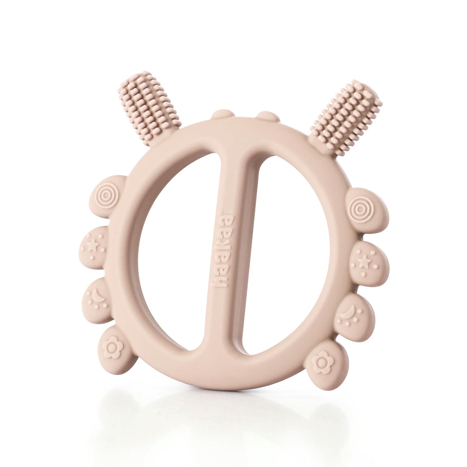 Haakaa Silicone Crab Baby Teether,Teething Toys,360°Baby Toothbrush Head for Infant Self-Brushing Training,Food-Grade Silicone,Blush