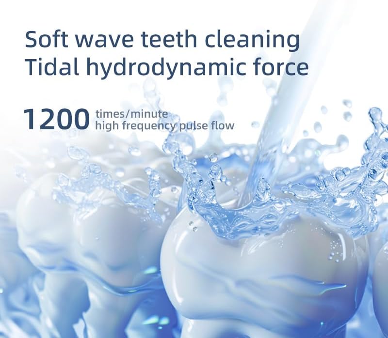 Water Flosser - Waterproof Portable for Teeth ，Water Dental Flosser Portable Cordless Oral Irrigator 3 Modes 6 Flossing Nozzles, Compact & Light for Travel (Blue)