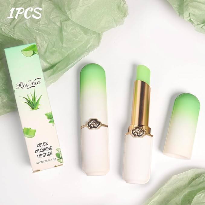 BINGBRUSH Peach Color Changing Lipstick,Moisturizer Long Lasting Lip Care Lip Balm Magic Lip Gloss Lip Tint Stain Gloss Set for Women (1pc Aloe vera)