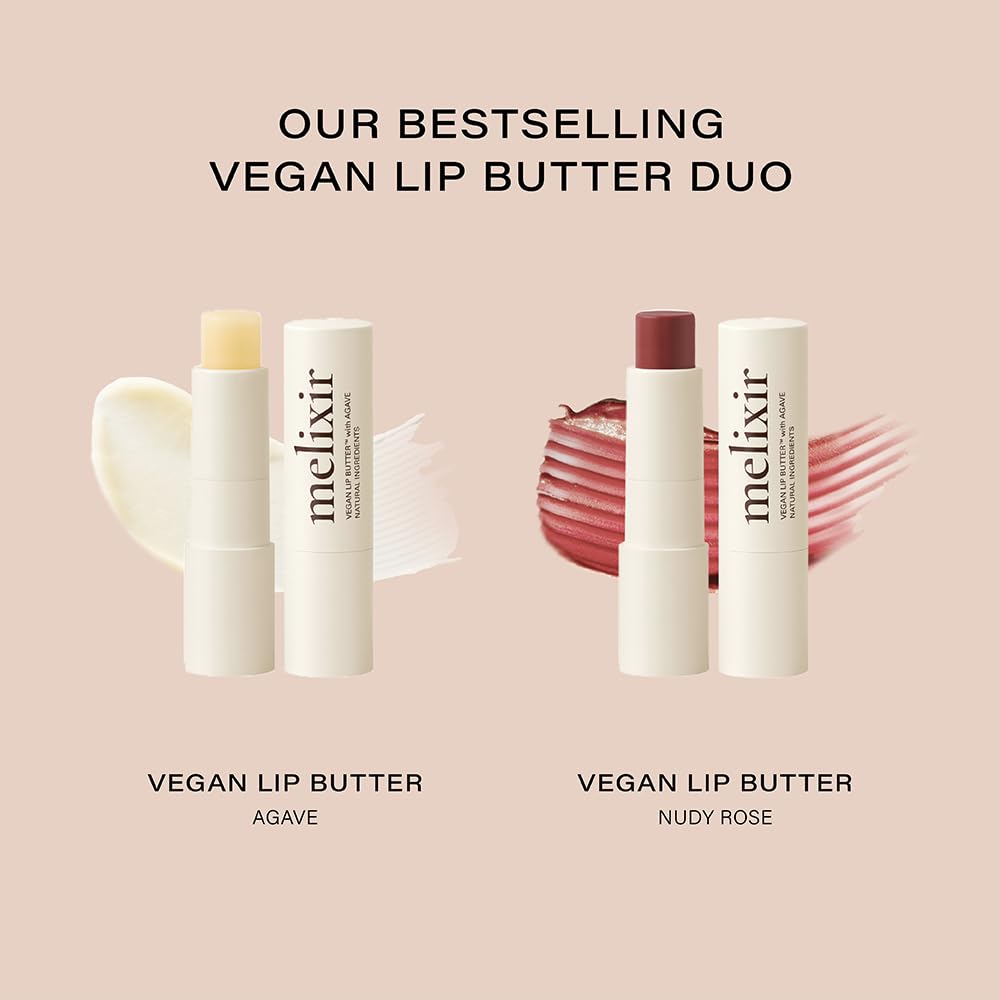 Melixir Vegan Lip Butter Duo Set – Holiday Stocking Stuffers for Women, Makeup Christmas Gift, Hydrating Tinted Chapstick, Shea Butter & Vitamin E for Dry Cracked Lips, Trendy Lip Balm Kit for Girls