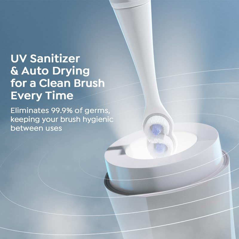 SuperMouth® ULTIM8 SmartBrush™ System - Electric Toothbrush, Patented SuperBristles® Clean 40X Better, UV Sanitizing & Drying SmartHub®, Dual Sonic Modes, Pressure Sensor - Teens & Adults - Rose Gold