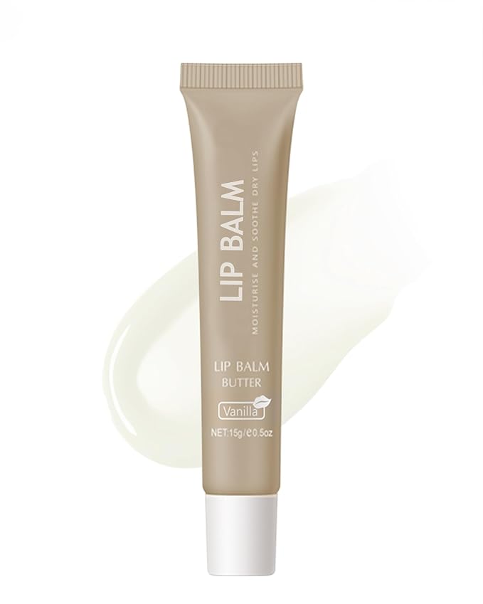 Lip Balm Butter Vanilla,Hydrating Tinted Butter Lip Gloss,Clear Lip Mask Lip Care Moisturizer,Lip Treatment Balm,Non-Sticky Glow Reviver Fat Lip Oil Lipgloss,Christmas Makeup Gift for Women-01