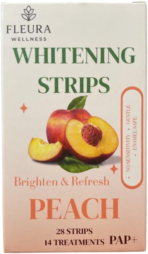 Pap Teeth Whitening Strips – Peach and Watermelon Flavor | Enamel-Safe, Sensitivity-Free Whitening, Gentle Daily Use, 28 Strips (14 Treatments) (Peach)