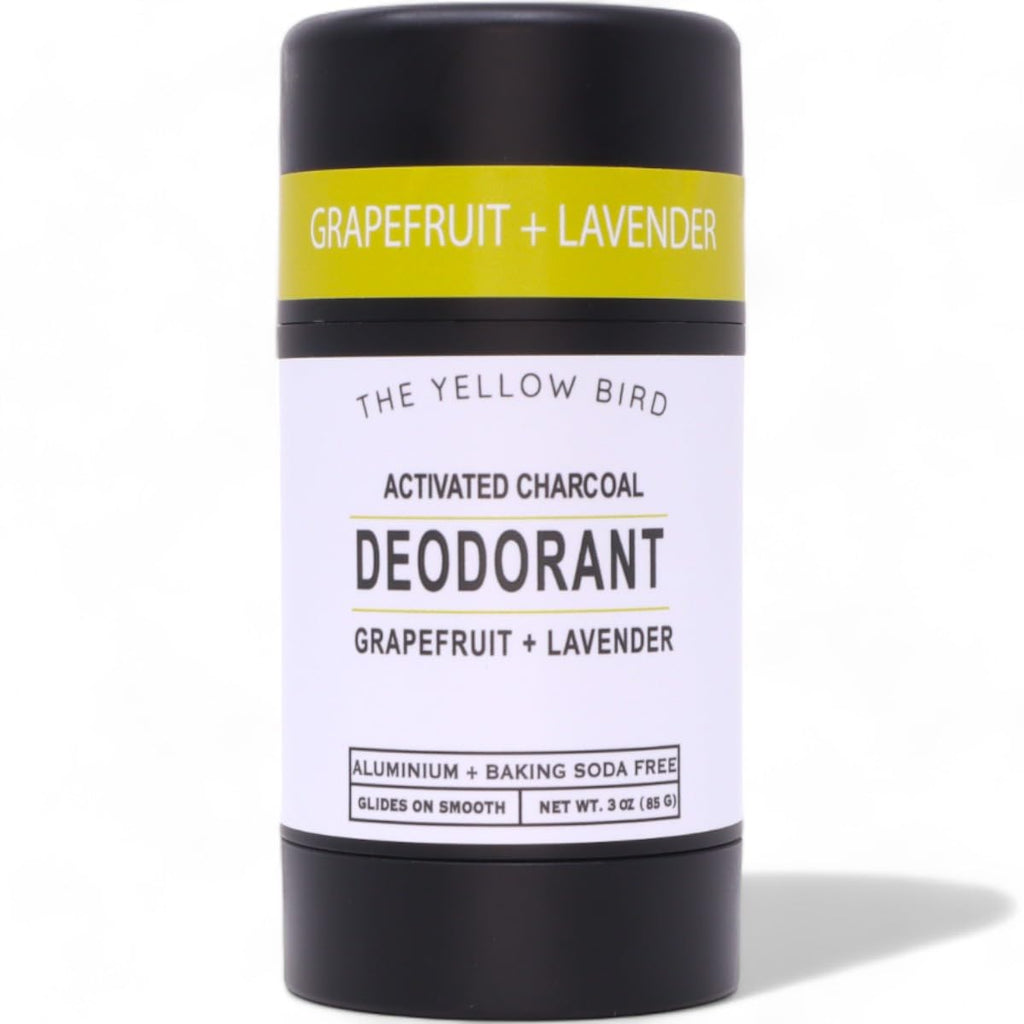 Natural Charcoal Deodorant - Baking Soda & Aluminum Free, For Men & Women, Sensitive Skin Friendly, Vegan, with Lavender, Grapefruit Essential Oils | 3oz | Made in USA
