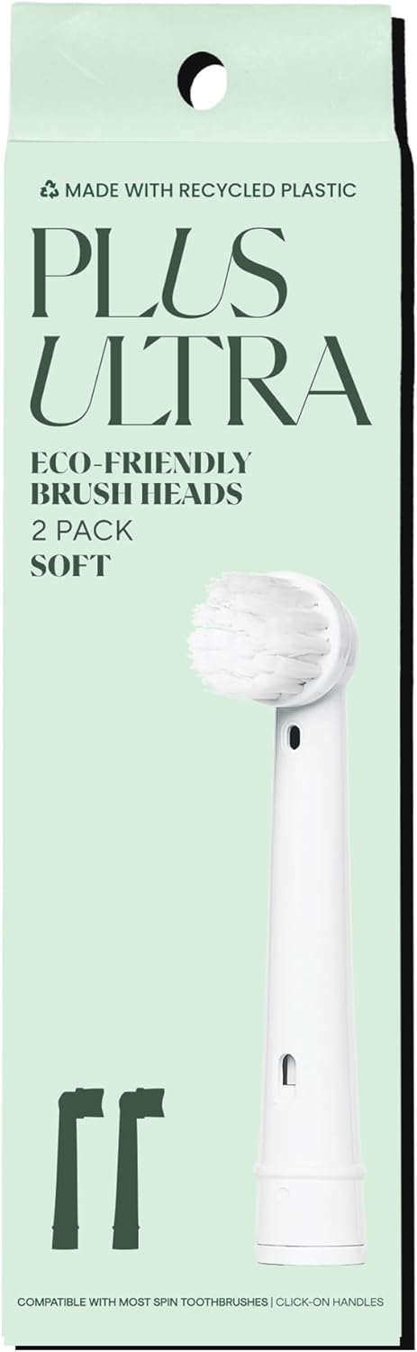 PLUS ULTRA Eco-Friendly Oral-B Compatible Electric Toothbrush Replacement Heads - 2 Heads Per Pack - Soft Toothbrush for Sensitive Teeth