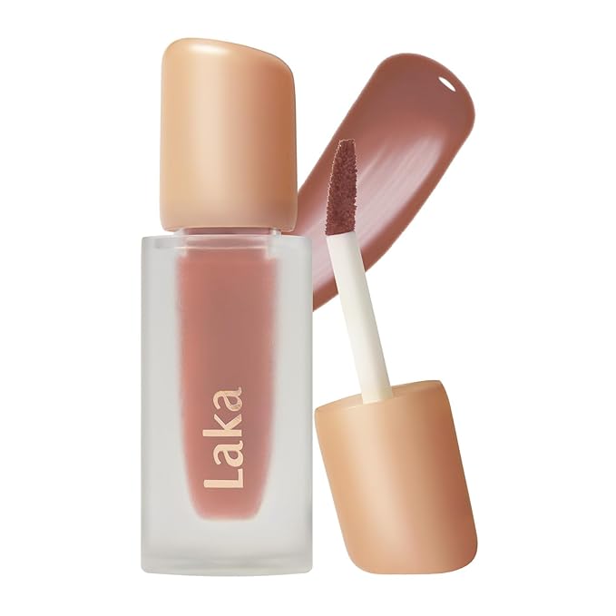 Laka Fruity Glam Tint, 4.5g/0.15oz, Glowing Lip Stain with Wide Color Spectrum, Hydrating & Lightweight Texture, Long-Lasting Bold Stain, Non-Sticky, Vegan, K-Beauty (#142 Toffee)
