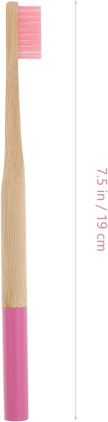 4pcs Toothbrushes with Soft Bristles for Adults Biodegradable Toothbrush in Ergonomic Anti-Slip Handle for Travel and Home Use Pink and Natural Shades