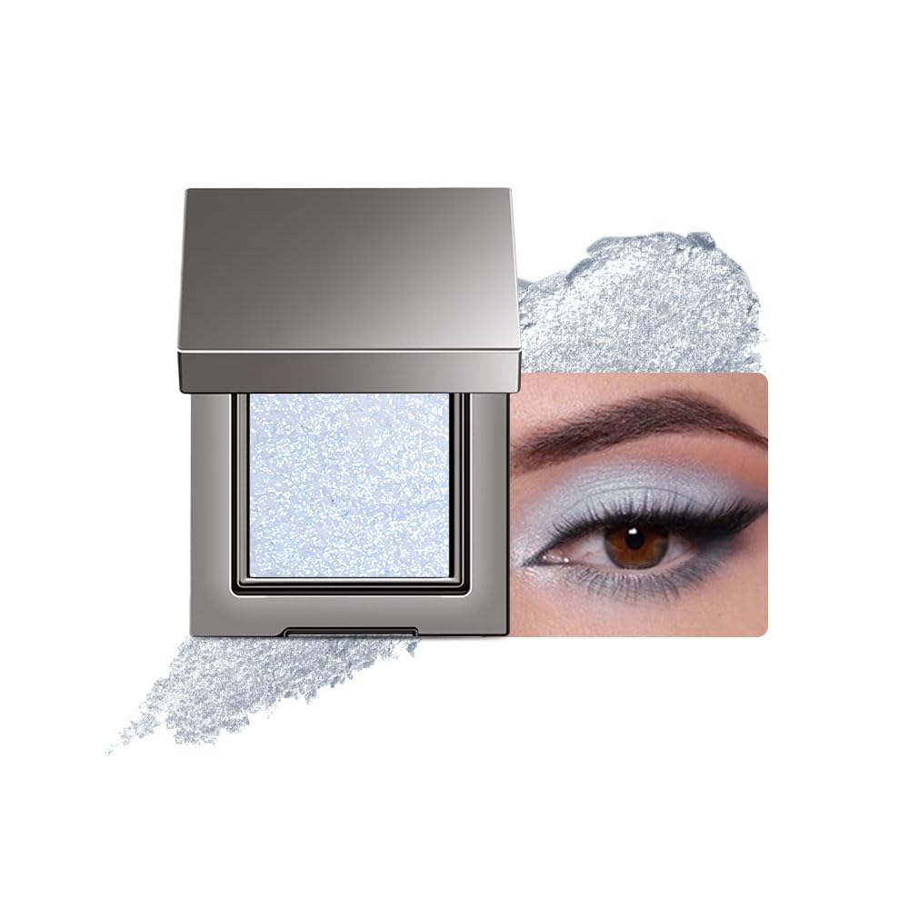 Single Glitter Eyeshadow Palette Makeup– velvet Cream Shimmer MIni Eye Shadow,Velvet Eyeshadow Palette –Shimmer Eye Makeup – Vegan& Cruelty-Free. (04#Light blue glitter, 1 Count (Pack of 1))