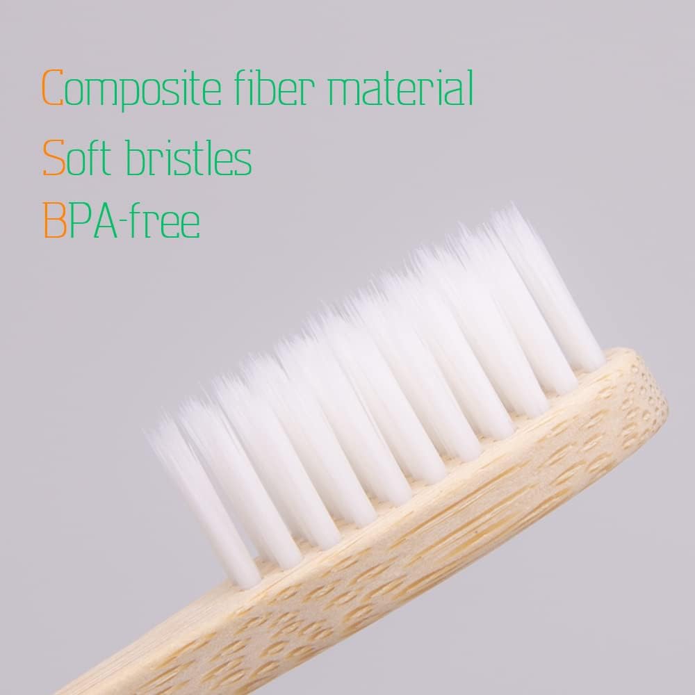 Virgin Forest Bamboo Toothbrushes, 8 Pcs Soft Bristle Toothbrush, Eco-Friendly Toothbrushes, Biodegradable Toothbrushes, Natural Wooden Toothbrush, Charcoal Toothbrushes
