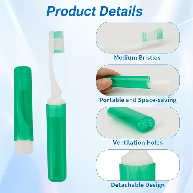 Travel Toothbrush 12PCS Travel Toothbrush Set Mini Toothbrushes Portable Travels Size Toothbrushes with Case Folding Traveling Tooth Brush Individually Wrapped Small Tooth Brush for Camping Home