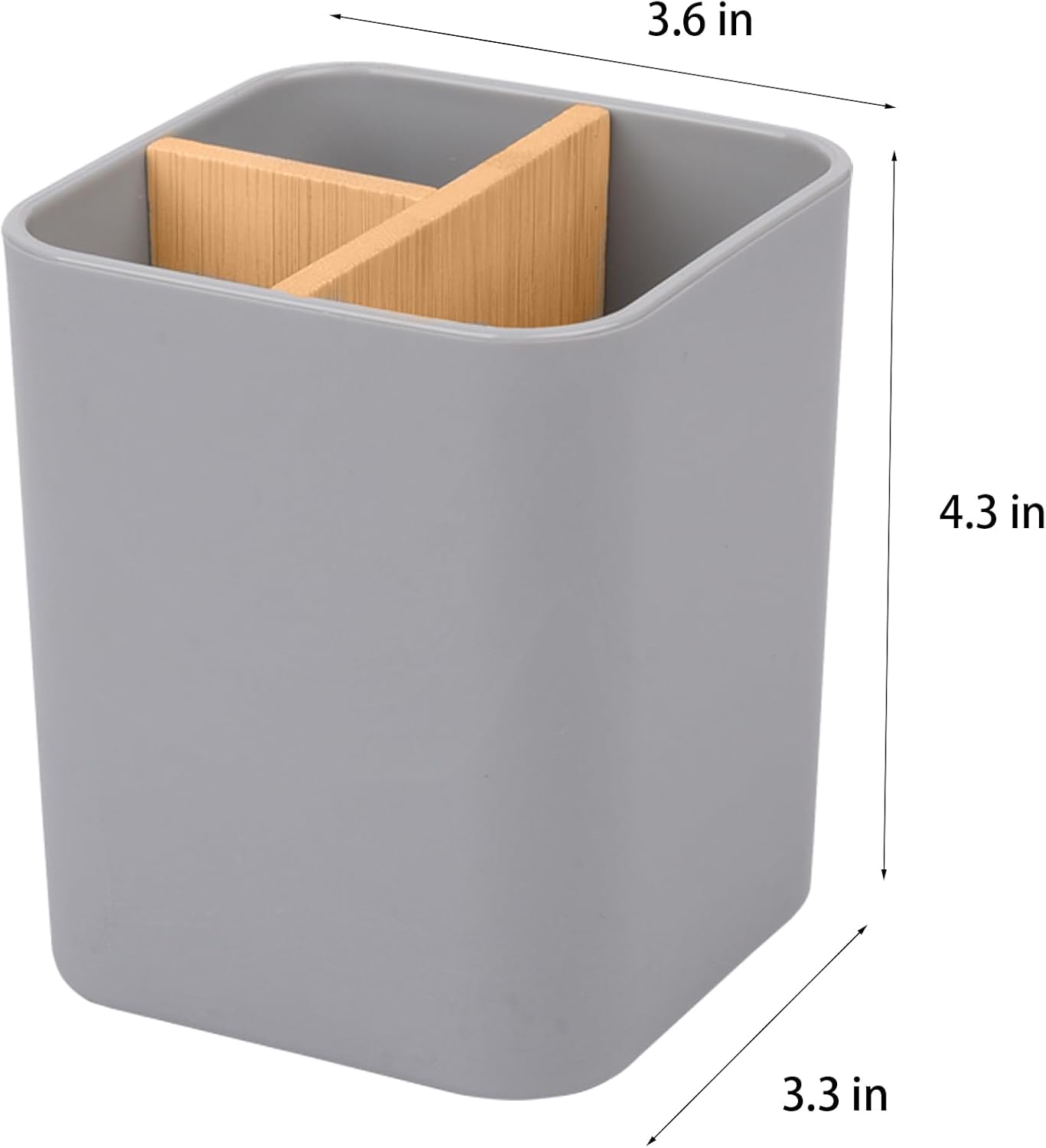 Bamboo Toothbrush Holder for Bathrooms, 3 Slots Toothbrush and Toothpaste Holder Bathroom Counter Organizer for Electric Toothbrushes, Floss, Razors - Gray