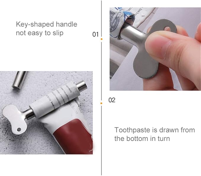 Luckycivia 10 Pcs Stainless Steel Toothpaste Tube Squeezers, Metal Toothpaste Dispenser Squeezers for Bathroom