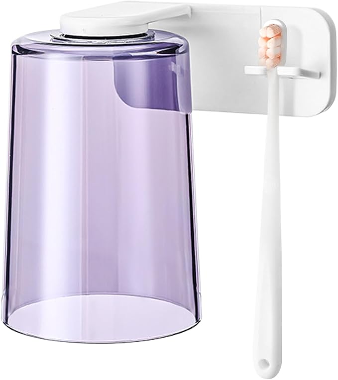 Toothbrush Cup Organizer - Adhesive Rinse Cup Set, Wall Mounted Brush Dispenser, Bathroom Accessory with Space Saving Design, Tooth Care Holder for Home Apartment Dorm Office Hotel RV Travel
