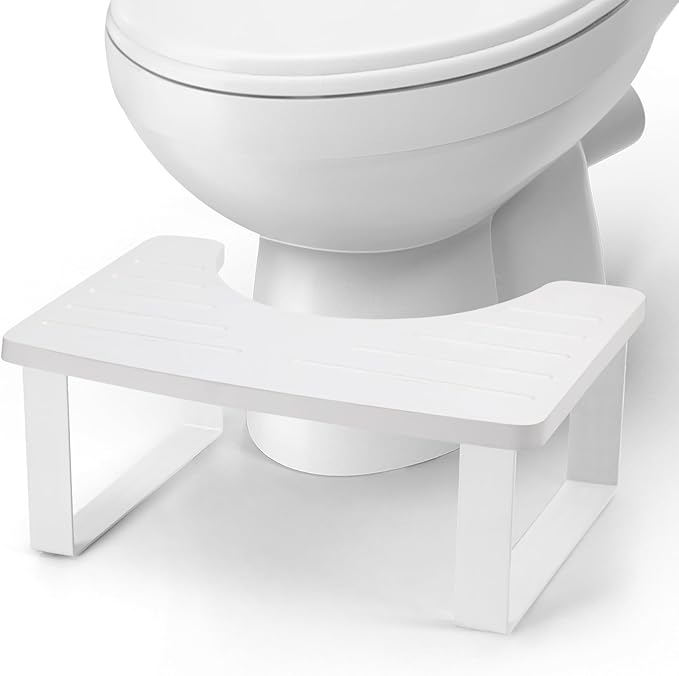 Bamboo Toilet Stool,Potty for Pooping,Portable Squatting Pan with Dual Anti Slip Design,Bathroom Stools,Poop Stool for Bathroom,Toilet Step,Toilet Stools for Pooping,Bamboo Articles(White)